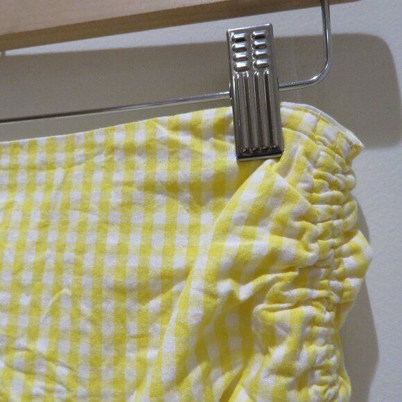 GUIZIO Gingham Ruched Side Tie Mini Skirt in Limincello Yellow Coquette Cottage - Picture 5 of 15